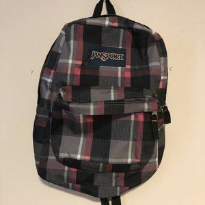 Jansport Plaid Backpack Pink Gray Plaid